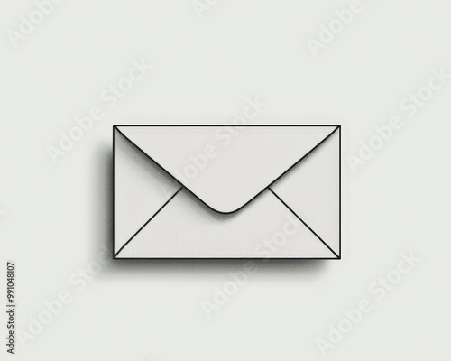 Minimalist White Envelope on Light Gray Background Clean Simple Design for Communication and Marketing