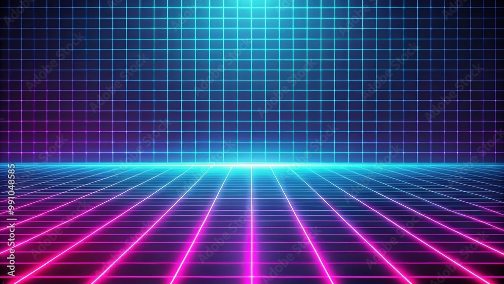 Neon grid pattern background with a retro futuristic 80's vibe, neon, grid, retro, futuristic, 80's, background, vibrant