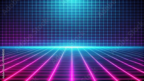 Neon grid pattern background with a retro futuristic 80's vibe, neon, grid, retro, futuristic, 80's, background, vibrant