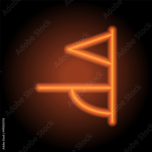 Corner kick flag simple icon vector. Flat design. Orange neon on black background