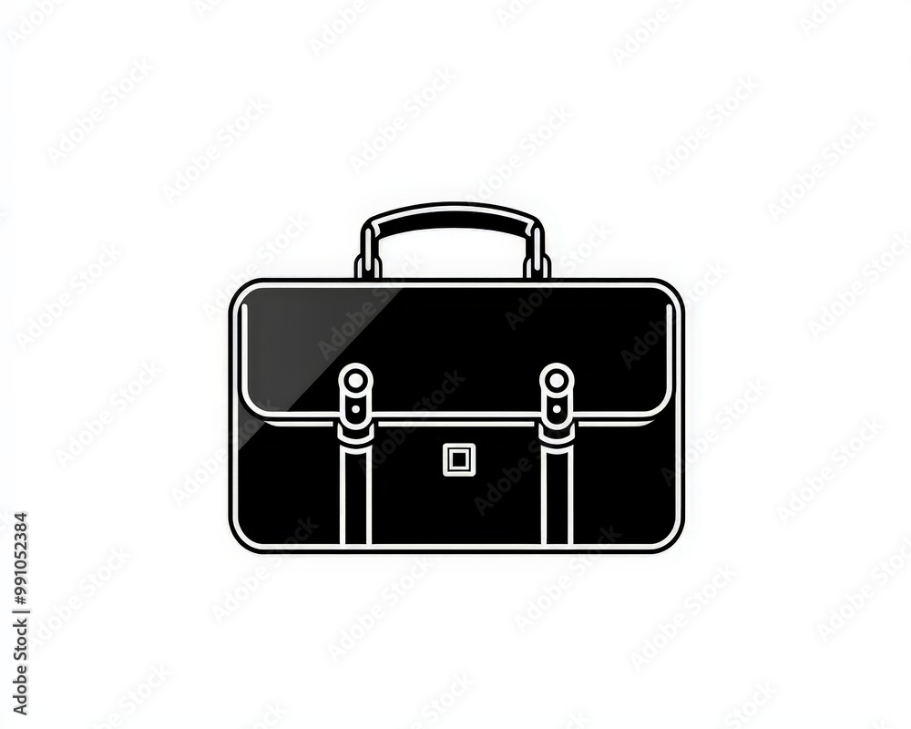 Minimalist Black and White Briefcase Icon on White Background - Elegant Business Symbol for Presentations and Design Minimalist Black and White Briefcase Icon on White Background - Elegant Business Symbol for Presentations and Design