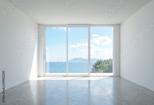 Bright, Empty Room with Ocean View