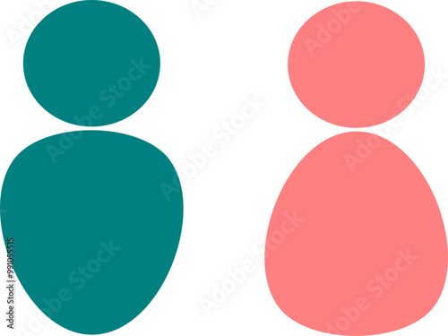 vector people set icons, man and woman, color