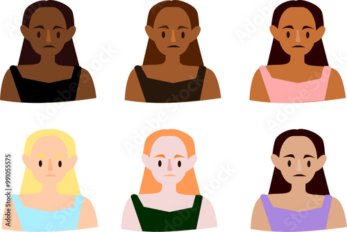 set of faces. girl, different races and nationalities