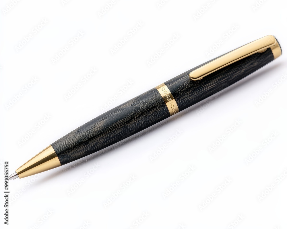 Elegant Crafted Wood Fountain Pen on Minimalist White Background - Sophisticated Office Stationery Concept Elegant Crafted Wood Fountain Pen on Minimalist White Background - Sophisticated Office Stationery Concept