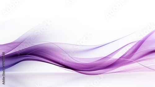 Abstract purple and white wavy background with flowing lines and smooth gradient