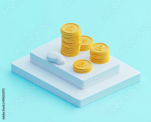 Icon representing finance cash gold coin currency isolated on white business background. Successful dollar market profits golden purchases wallets exchanges transfer growth stack earnings.