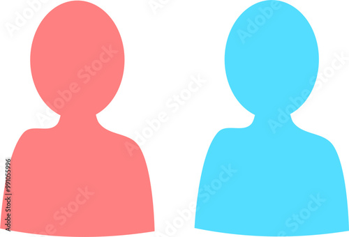 vector people set icons, man and woman, color
