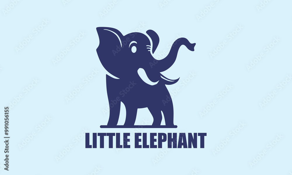 Obraz premium GREAT LITTLE ELEPHANT LOGO, silhouette of funny elephant standing vector illustrations