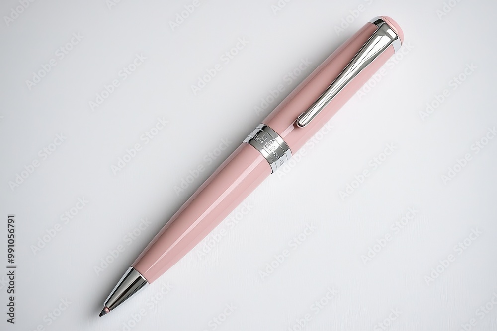 Elegant Pink Ballpoint Pen on White Background - Minimalist Design with Montegrappa Logo, Stylish Stationery for Luxury Branding and Professional Writing Elegant Pink Ballpoint Pen on White Background - Minimalist Design with Montegrappa Logo, Stylish Stationery for Luxury Branding and Professional Writing