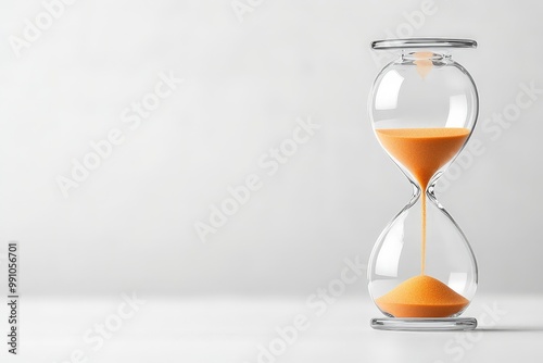 Elegant Orange Sand Hourglass on White Background - Time Passing Still Life Concept