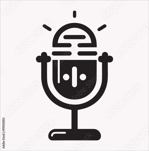 clean and clear simple podcast microphone Vector silhouette on a white background