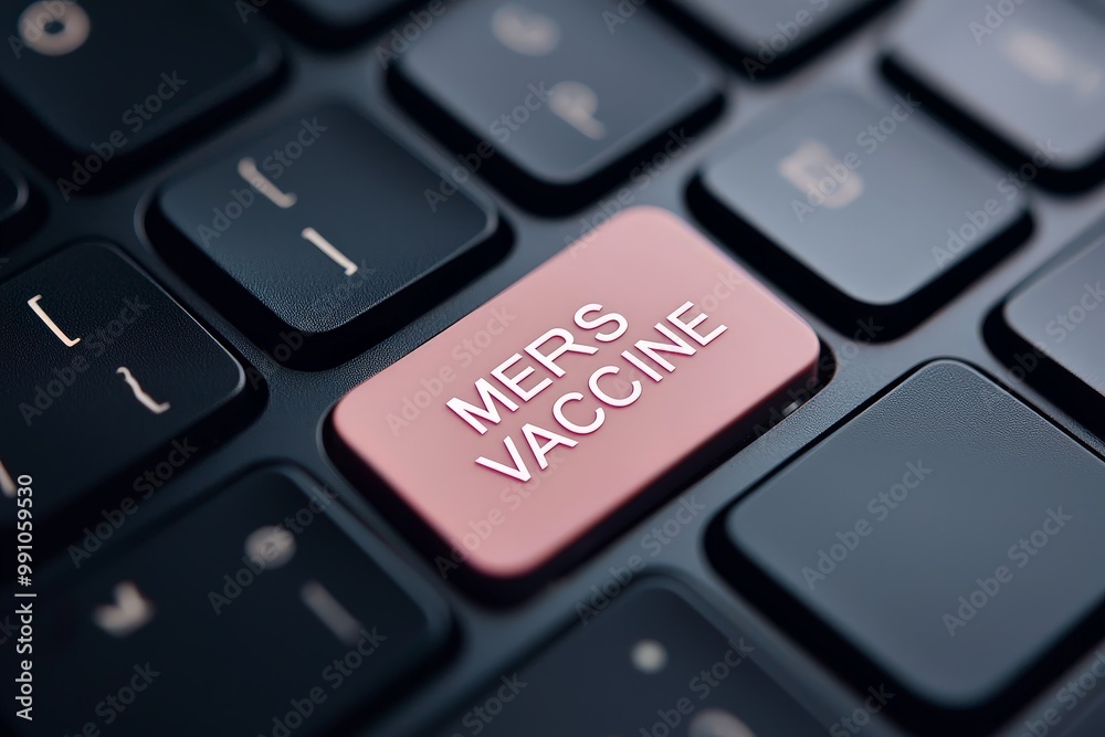 Macro View of MERS VACCINE Computer Keyboard Key in Dusty Pink - Digital Health Information Concept Macro View of MERS VACCINE Computer Keyboard Key in Dusty Pink - Digital Health Information Concept