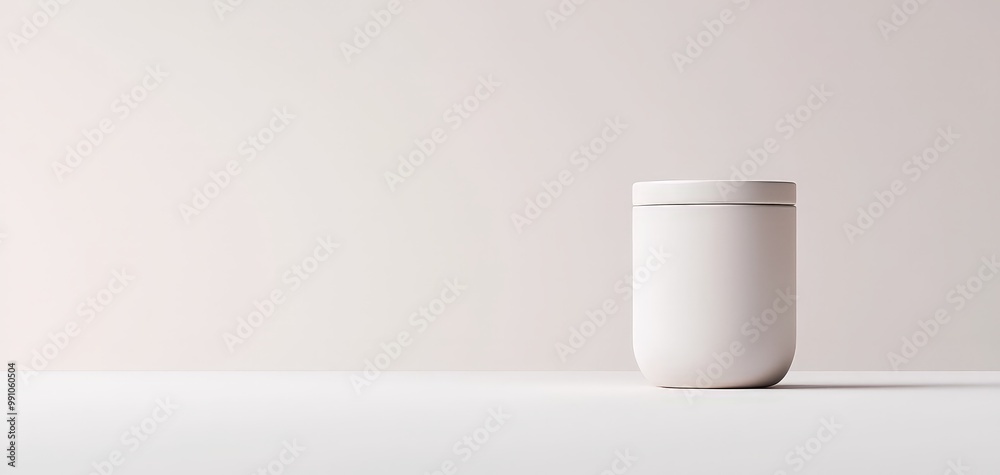 Minimalist White Ceramic Container on Clean White Background - Modern Design Elegance for Product Marketing and Branding Minimalist White Ceramic Container on Clean White Background - Modern Design Elegance for Product Marketing and Branding