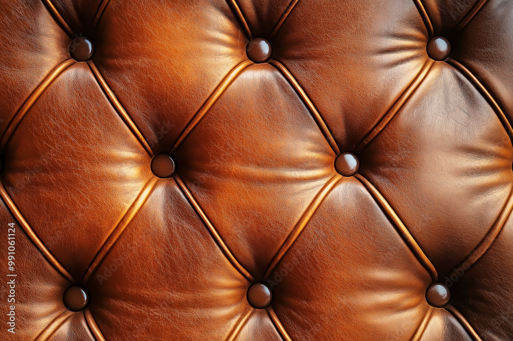 Naklejka premium Brown leather texture and background. generative AI