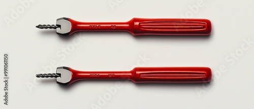 Wallpaper Mural Precision Red Tools Symmetrical Arrangement of Sturdy Metallic Implements on Clean White Background - Professional, Functional, Minimalist Design for Hardware Store Ad Torontodigital.ca