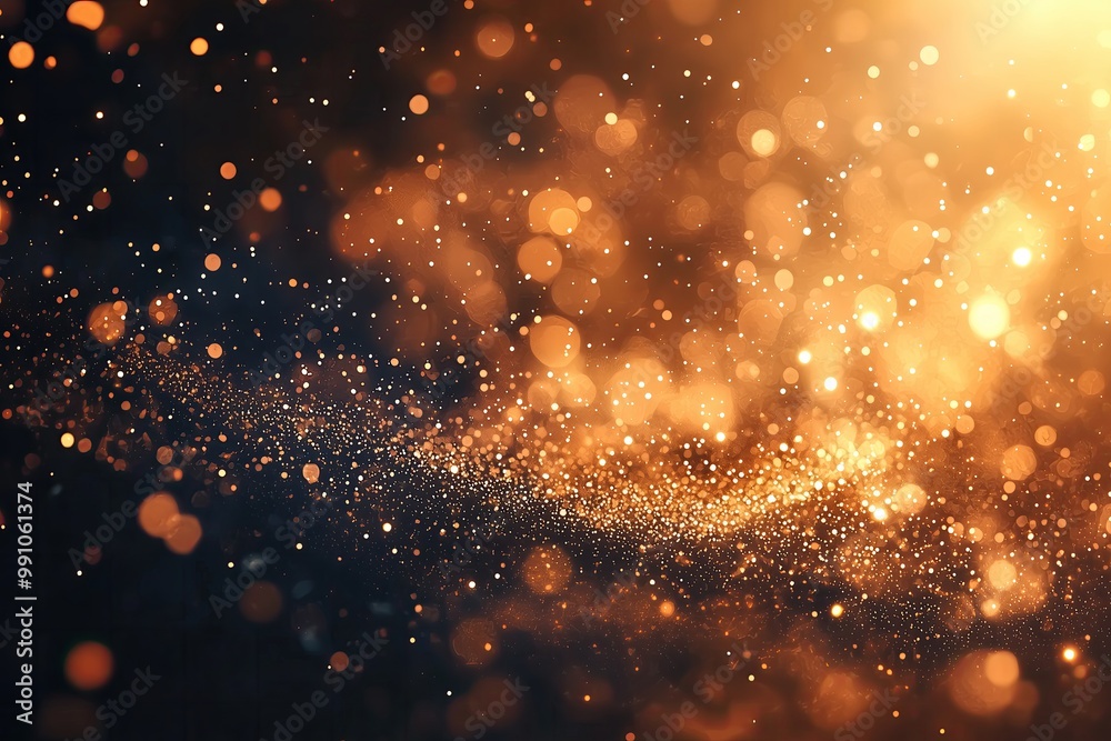 Obraz premium Abstract Background Animation with Floating Particles in Gold Tones for Digital Design.