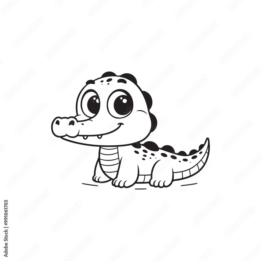 Fototapeta premium Cartoon Baby Crocodiles - Cute and Friendly Alligator Characters.