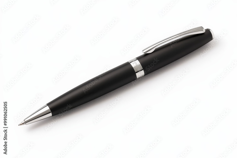 Sleek Black Pen on White Surface - Minimalist Professional Writing Tool for Design Projects Sleek Black Pen on White Surface - Minimalist Professional Writing Tool for Design Projects