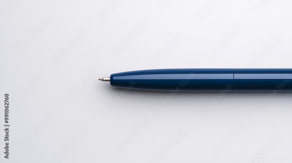 Sleek Blue Pen Closeup on Minimalist White Surface - Elegant Office Stationery for Design Projects and Writing Workshops Sleek Blue Pen Closeup on Minimalist White Surface - Elegant Office Stationery for Design Projects and Writing Workshops