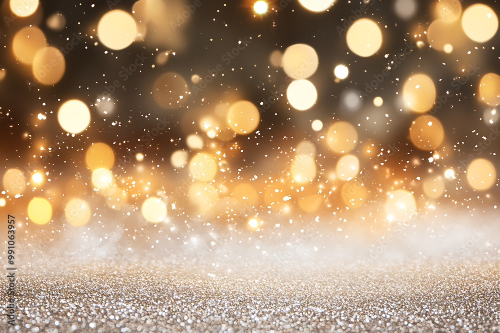 Glittering New Year's background with cascading gold dust and sparkling lights Glittering New Year's background with cascading gold dust and sparkling lights