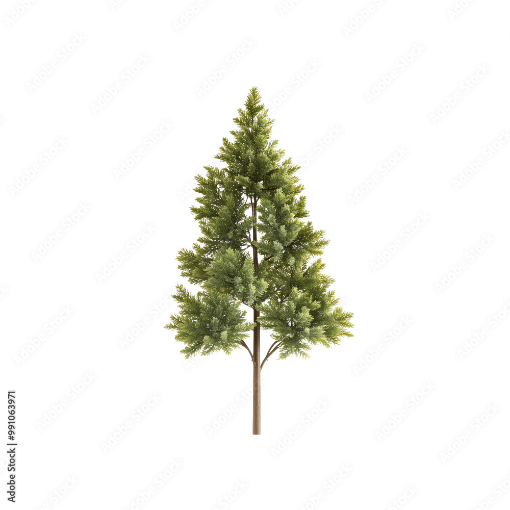 Fototapeta premium Isolated Evergreen Tree with White Background