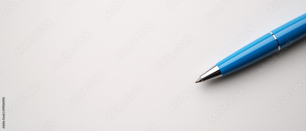 Vibrant Blue Ballpoint Pen Macro View on White Surface - Minimalistic Writing Tool for Creativity and Design Projects Vibrant Blue Ballpoint Pen Macro View on White Surface - Minimalistic Writing Tool for Creativity and Design Projects