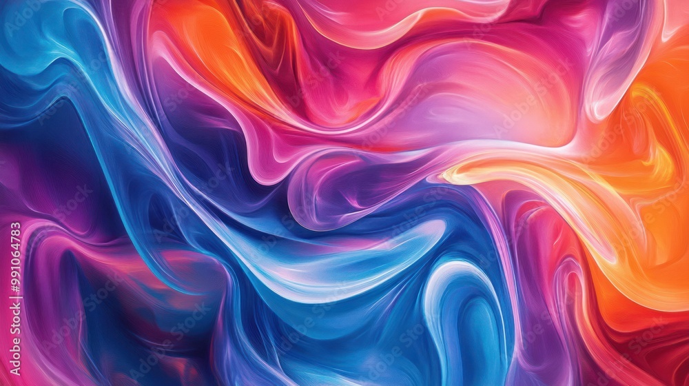 Abstract swirling pattern of pink, orange, and blue. Abstract swirling pattern of pink, orange, and blue.