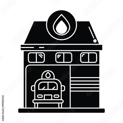 Fire station icon vector on white background