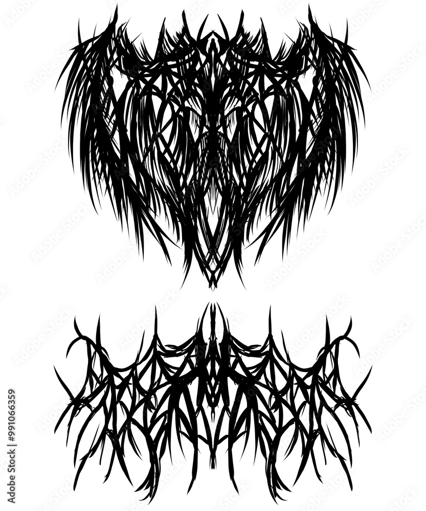 Fototapeta premium Abstract image for a logo or sketch of a tattoo in the style of neotribal and cybersigilism