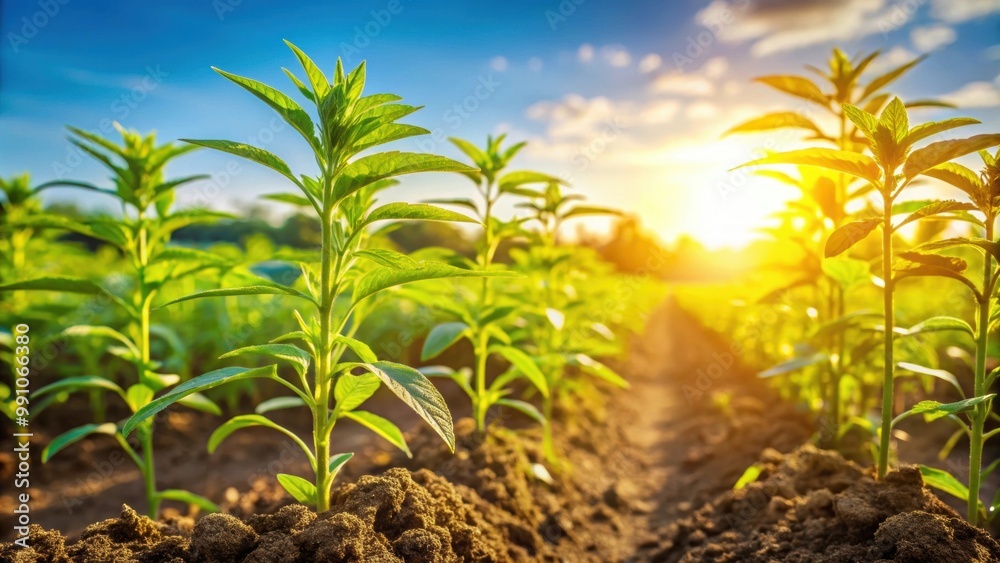 Sesame seed plants growing in a sunny field, Sesame seeds, plants, agriculture, crop, farming, field, growth, organic, harvest Sesame seed plants growing in a sunny field, Sesame seeds, plants, agriculture, crop, farming, field, growth, organic, harvest