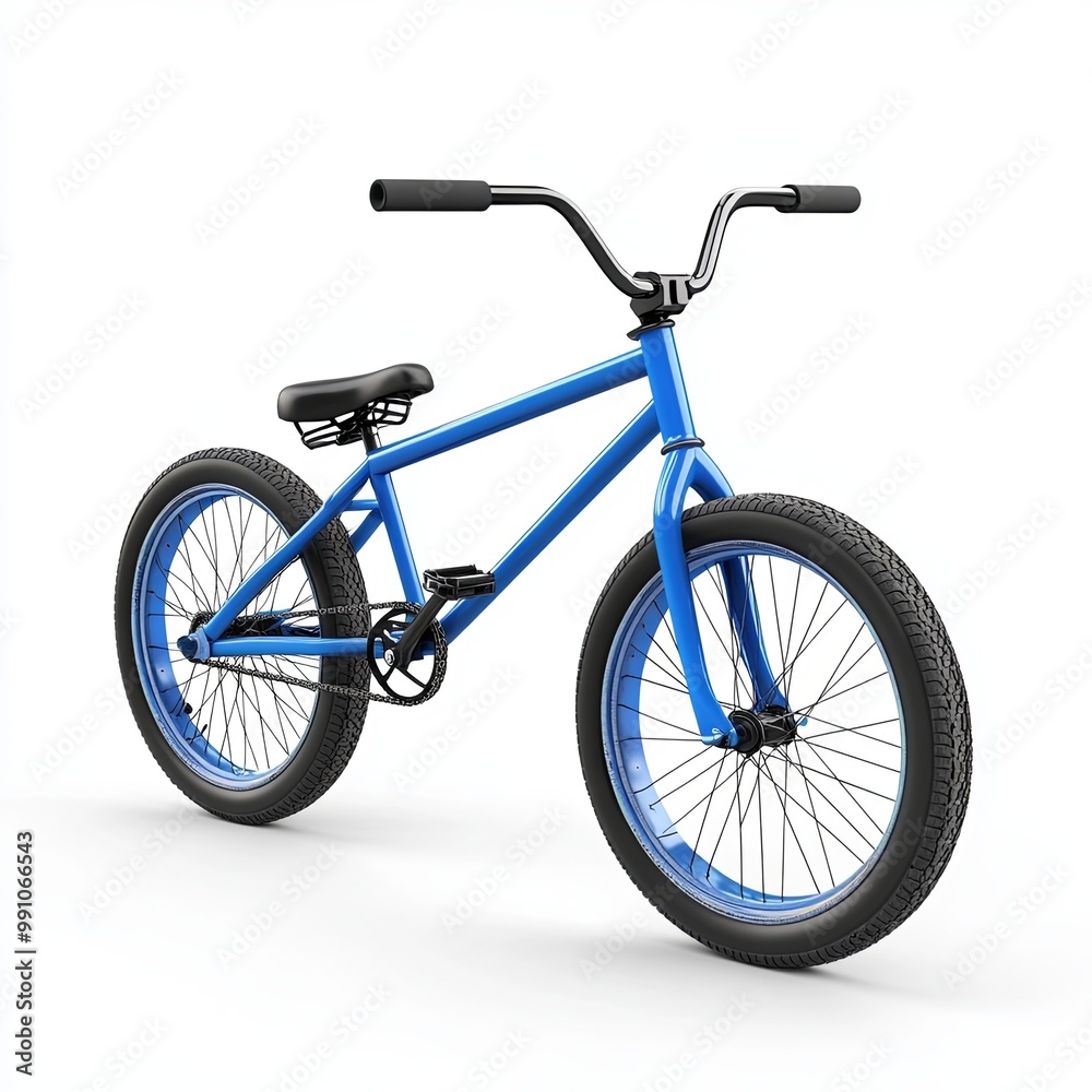 Blue BMX bike isolated over white background Blue BMX bike isolated over white background
