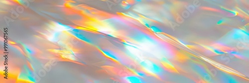 Holographic Light Reflections on White Background