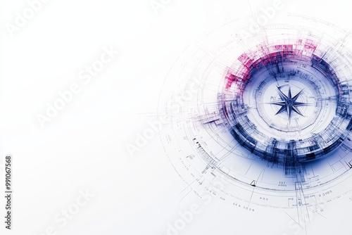 Mesmerizing Fractal Compass Patterns on Clean White Background
