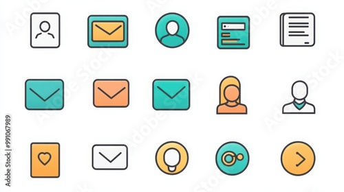 Contact thin line icon set.