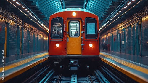 A subway train's open door invites entry at a New York City station.