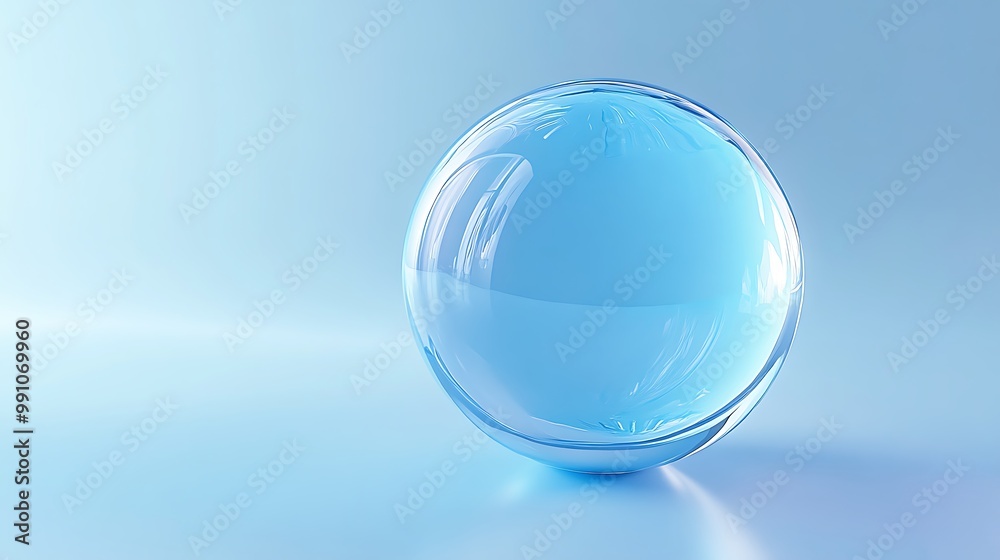 A shiny blue glass sphere on a blue background. A shiny blue glass sphere on a blue background.