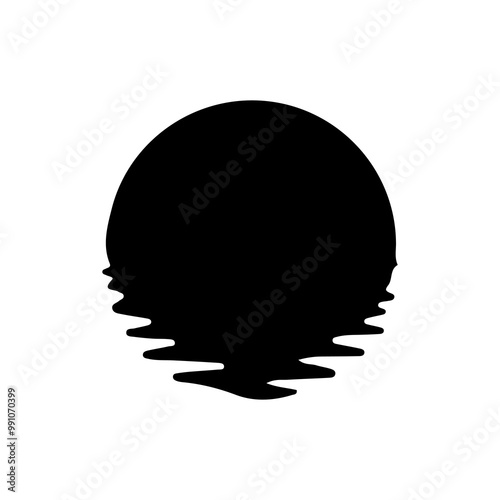 Sun water reflection vector silhouette