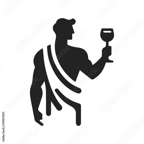 Greek man holding wine vector icon