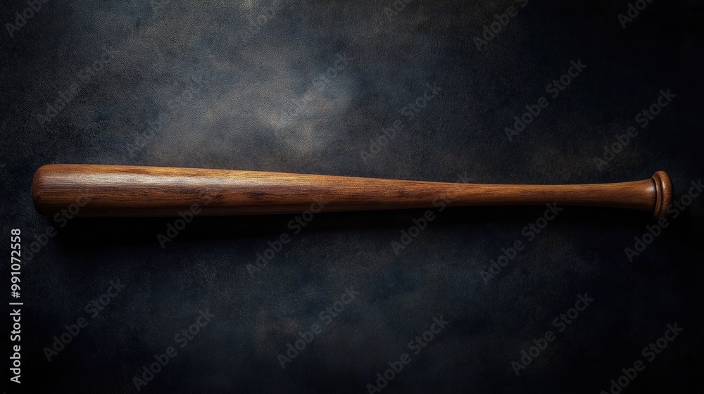 Wooden baseball bat on a dark background. Wooden baseball bat on a dark background.