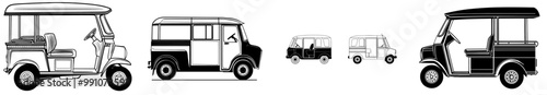 Design of Tik Tuk Transit Rickshaw Logo Emblem of City Scuttler Icon