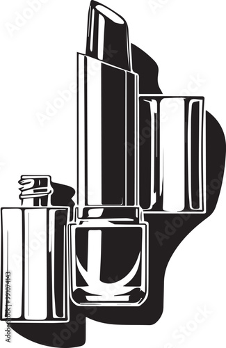 Lipstick Artistic Silhouette Elements in Black