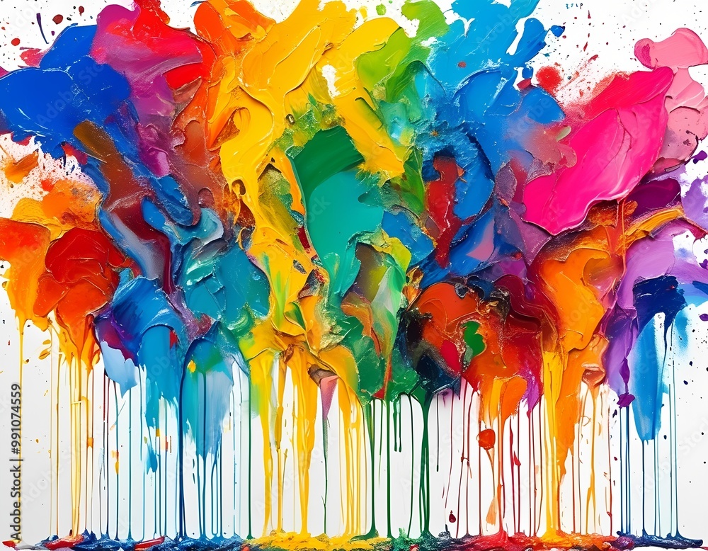 Fototapeta premium Multicolored oil paints on a white background.