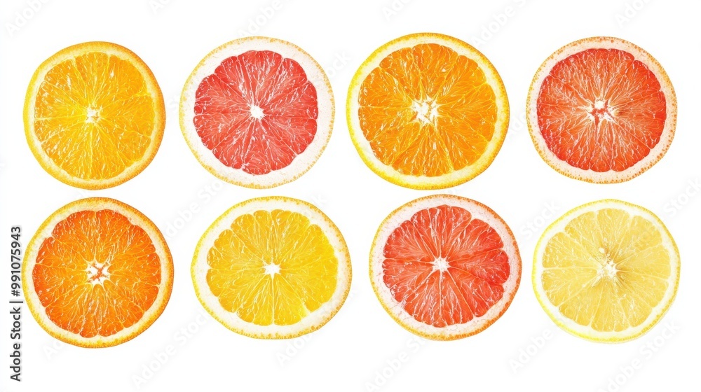Sliced Citrus Fruits on a Bright Background Sliced Citrus Fruits on a Bright Background