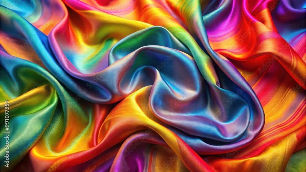 Colorful silk fabric draped in wavy patterns with vibrant hues in soft light , vibrant, silk, fabric, colorful, draping Colorful silk fabric draped in wavy patterns with vibrant hues in soft light , vibrant, silk, fabric, colorful, draping
