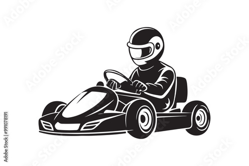 Gokart sport automotive silhouette vector illustration logo.