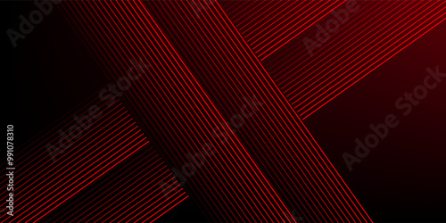 Red and black vector abstract tech futuristic modern 3D line background