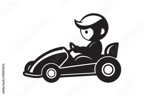 Gokart sport automotive silhouette vector illustration logo.