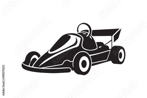 Gokart sport automotive silhouette vector illustration logo.