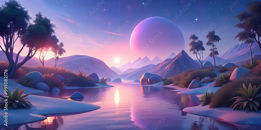 Naklejka premium Smooth pastel gradients blending into a serene nature scene